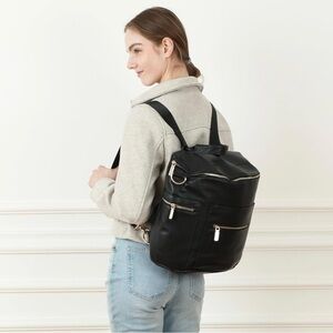 Miss Fong large black backpack diaper bag with convertible straps